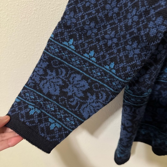 Vintage 90s Dale of Norway Wool Button Cardigan Nordic Fair Isle Velvet-M - Picture 5 of 11
